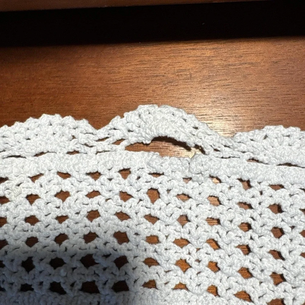 Set of 4 Vintage Hand Crocheted Doilies White Cotton Lace